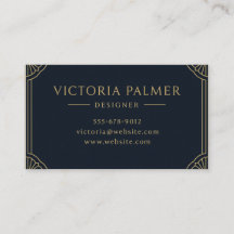 Art Deco Navy and Gold Luxury Business Card