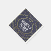 Art Deco Navy Blauw & Gouden Bruiloft Servetten (Hoek)