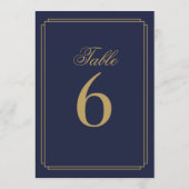 Art Deco Navy Blauwe En Gouden Tafelnummer (Achterkant)