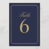 Art Deco Navy Blauwe En Gouden Tafelnummer (Voorkant)