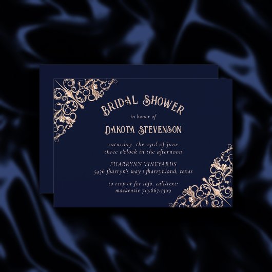 Art Deco Navy Blue en Blush | Geometrisch Kaart