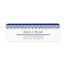  Art Deco Navy Blue Return-adres Etiket
