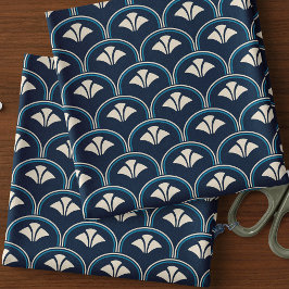 Art Deco Navy Blue Scallop Stof