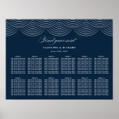 Art Deco Navy Blue Silver Wedding Seating Chart Poster (Voorkant)