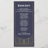 Art Deco  Navy en Gold huwelijksprogramma's Programmakaart (Achterkant)