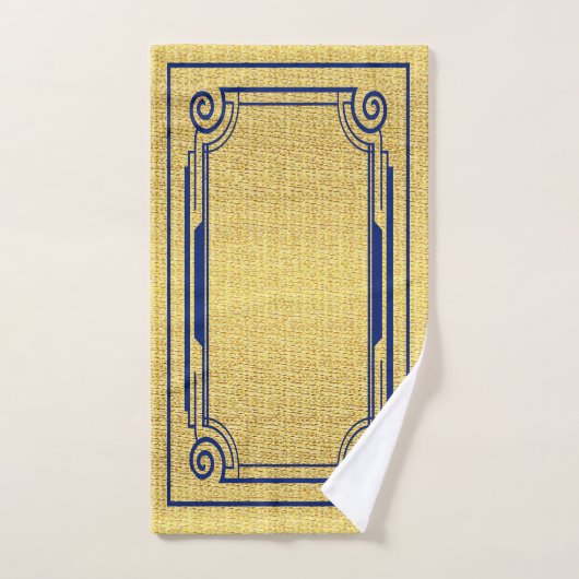 Art Deco Navy en Gold Lijst Bad Handdoek (Handdoek)