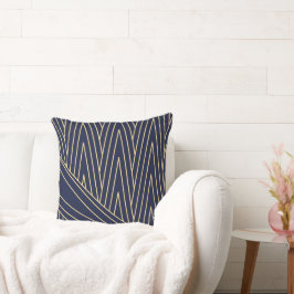 Art Deco Navy en Goud   Kussen