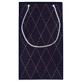 Art Deco Navy Gold Custom Name Klein Cadeauzakje (Achterkant)