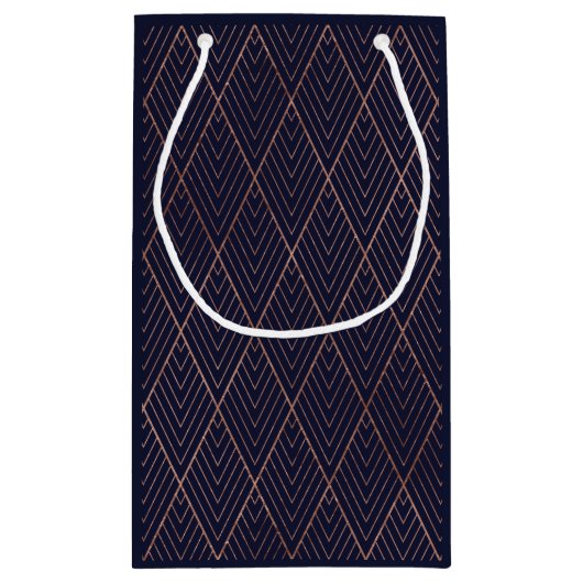 Art Deco Navy Gold Custom Name Klein Cadeauzakje (Achterkant)