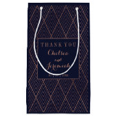 Art Deco Navy Gold Custom Name Klein Cadeauzakje (Voorkant)