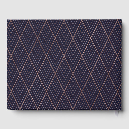 Art Deco Navy Gold Custom Wedding Gastenboek (Achterkant)