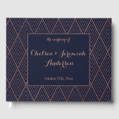 Art Deco Navy Gold Custom Wedding Gastenboek (Voorkant)