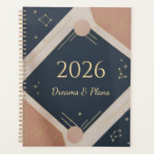 Art Deco Navy Goud 2026 Dromen & Plannen Celestiaa Planner (Voorkant)