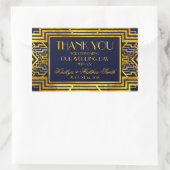 Art Deco Navy Goud Geometrisch Modern Rechthoekige Sticker (Tas)