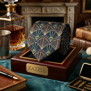 Art Deco Navy Pauw Luxe Geometrisch  Stropdas