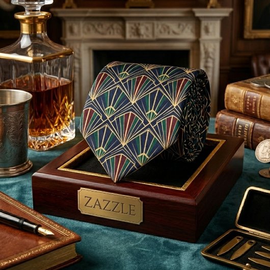 Art Deco Navy Pauw Luxe Geometrisch  Stropdas