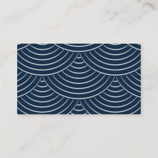 Art Deco Navy String Lights Website Enclosure Kaar Informatiekaartje (Achterkant)