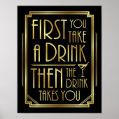 Art Deco neemt een DRINK-teken afdrukken Poster (Voorkant)