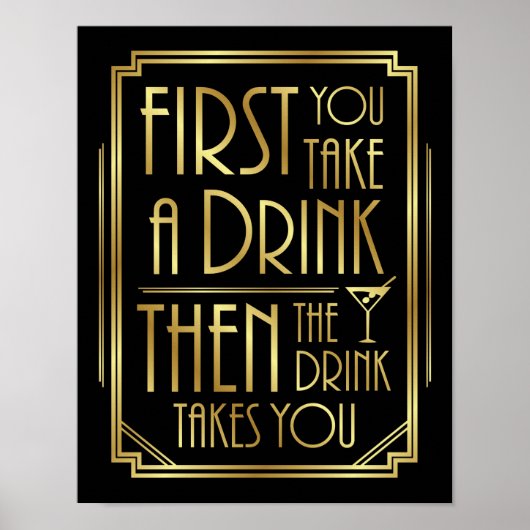 Art Deco neemt een DRINK-teken afdrukken Poster (Voorkant)