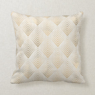 Art Deco Net Ivory Beige Creamy Sepia Gold Linear Kussen