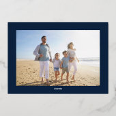 Art Deco New Year Photo Navy Folie Feestdagenkaart (Achterkant)