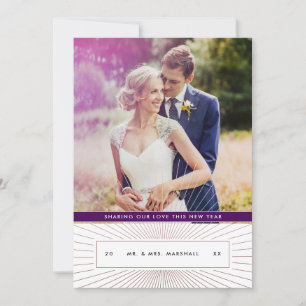 Art Deco Newylwed Holiday Foto Feestdagenkaart