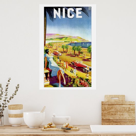 Art Deco Nice Franse riviera Poster (Keuken)