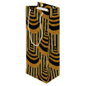 Art Deco nieuwjaar | Faux Gold Glitter & Black Wijn Cadeautas (Achterkant Gekanteld)