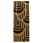 Art Deco nieuwjaar | Faux Gold Glitter & Black Wijn Cadeautas (Achterkant)