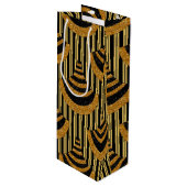 Art Deco nieuwjaar | Faux Gold Glitter & Black Wijn Cadeautas (Voorkant Gekanteld)