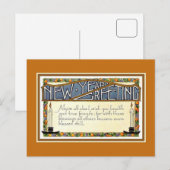 Art Deco Nieuwjaar Groet vers goudbruin Feestdagenkaart (Voorkant / Achterkant)