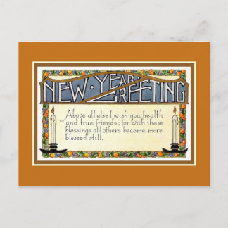 Art Deco Nieuwjaar Groet vers goudbruin Feestdagenkaart