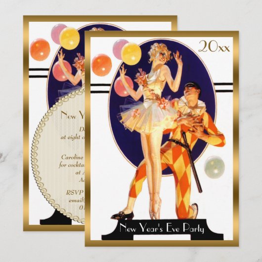  Art Deco Nieuwjaar Kaart (Voorkant / Achterkant)