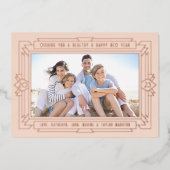 Art Deco Nieuwjaar Multi Foto Folie Feestdagenkaart (Voorkant)