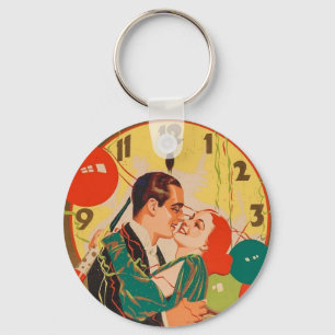 Art Deco Nieuwjaarskusklok antiek design Sleutelhanger