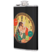 Art Deco Nieuwjaarskusklok Antiek Heupfles (Links)