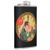 Art Deco Nieuwjaarskusklok Antiek Heupfles (Rechts)