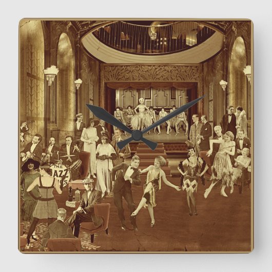Art Deco Night Club Vierkante Klok (Voorkant)