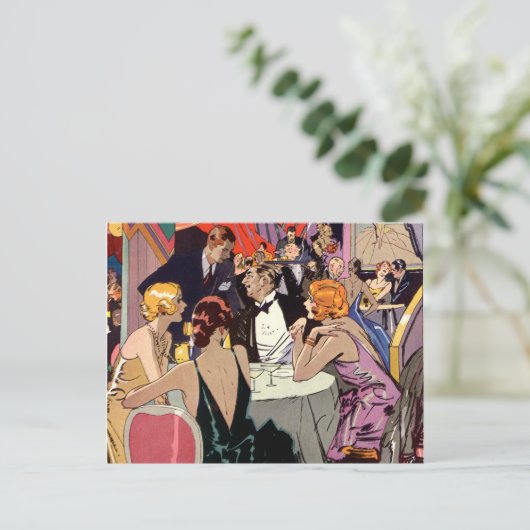  Art Deco Nightclub Cocktails Save the Date Aankondigingskaart (Staand voorkant)