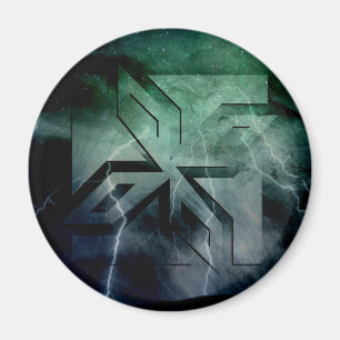 Art Deco Ninja Star-pictogram, galaxy bliksembedek Magneet