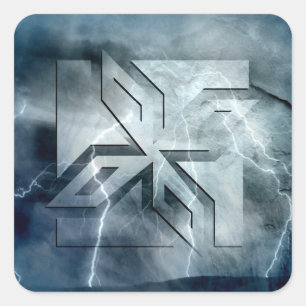 Art Deco Ninja Star-pictogram, galaxy bliksembedek Vierkante Sticker