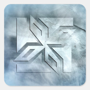 Art Deco Ninja Star-pictogram op steen Vierkante Sticker