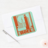 Art Deco Noel Kerstmis Vierkante Sticker (Envelop)