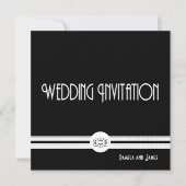 Art Deco Noir Chic Black en White Formal Wedding Kaart (Voorkant)