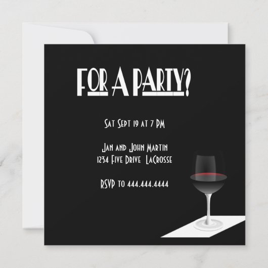 Art Deco Noir Chic Cocktailparty Kaart (Achterkant)