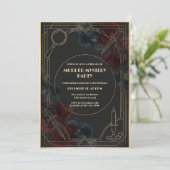 Art Deco Noir Murder Mystery Party Birthday Kaart (Staand voorkant)