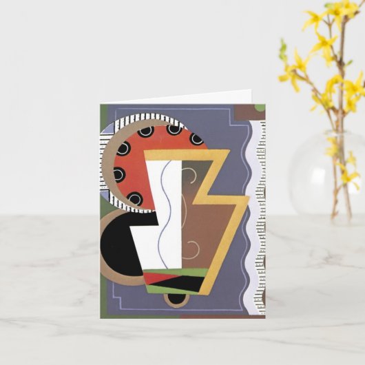 Art deco Notecard Kaart (Gele Bloem)