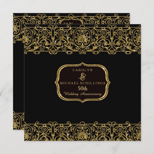 Art Deco Nouveau 50-jarig huwelijksjubileum feest Kaart (Voorkant / Achterkant)