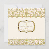 Art Deco Nouveau 50th Golden Anniversary Crème Kaart (Achterkant)