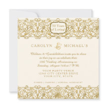 Art Deco Nouveau 50th Golden Jubileum Cream